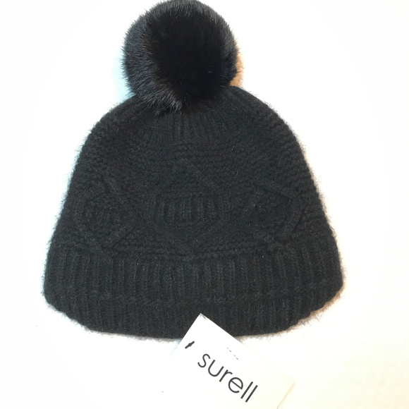 New Surell Rabbit-Fur Pom Pom Knit Hat main image 5